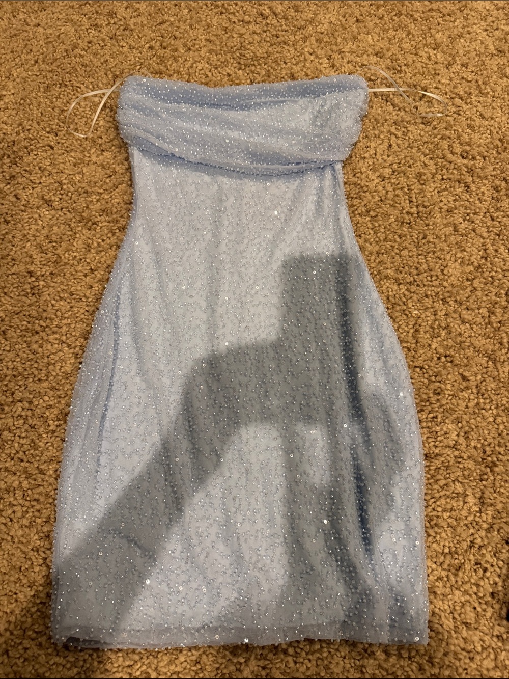 Windsor Strapless Light Blue Sequin Mini Dress